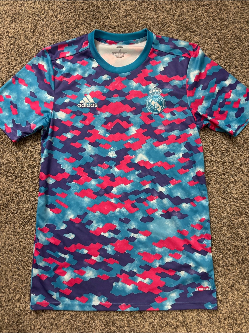 Adidas Real Madrid Camouflage Training Top in Blue and Pink
